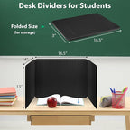 26 Pack Black Desk Dividers with Labels for Students, ROOKEA Waterproof Plastic Study Carrel Dividers, Privacy Classroom Shield Folder Boards Desk for Classroom Teacher Supplies Test Divider