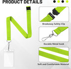 12 Pack Apple Green Breakaway Lanyards with Waterproof Badge Holders, Polyester Neck Straps for ID Cards, Events, Office, and Schools