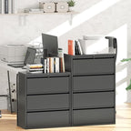 Greenvelly 4 Drawer File Cabinet, Metal Filing Cabinet with Lock, Black Lateral File Cabinet for Home Office, Locking File Cabinet for Letter/Legal/F4/A4 Size Hanging Files, Easy Assembly