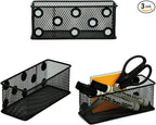 Neudeco Magnetic Locker Organizer and Accessories，Wire Mesh Magnetic Storage Basket ,Magnetic Holder for Dry Erase Markers,Strong Magnet Pen Holder for Fridge School,Pack 3 (Black)