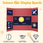 AKONEGE 4PCS Medium Trifold Poster Board 26" x 16" Red Tri Fold Presentation Boards, Corrugated Cardboard Picture/Project Display Boards for Event, Exhibition, Business, School Project, Science Fair