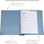 Savor | The Folio™ Document Organizer 2025 Edition | Acid-Free Custom Dyed Cloth-Bound Accordion File Organizer w/ 10 Expandable Pockets | File Folders for Home Organization & Graduation Gift (Blue)