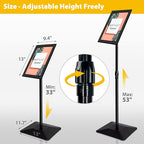 VAIIGO 8.5"x11" Pedestal Poster Holder Stand with Heavy Duty Solid Steel Base, Adjustable Floor Standing Sign Holder for Vertical and Horizontal View, Super Stable Display, Black