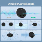 Yealink Bluetooth Speakerphone SP96 Support Daisy-Chain 26H Talk Time Teams Certified 65mm Conference Speaker and 6 Microphones Smart AI Noise-Canceling 5m Voice Pickup Radius 1.2m USB C/A 400g