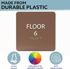 ADA CENTRAL SIGNS - 6" X6" Floor 6 Sign - ADA Compliant Tactile Graphics Grade 2 Braille Text Acrylic Wall Signs - Directional Assistance, Floor Number Safety Sign for Office, school Hospital, Apartment