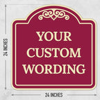 Custom Decorative Sign, Personalized Metal Sign for Business, Driveway, Home, Airbnb, Office Door Plaque,Burgundy Background Sign, 24x24 Inches, ACM, Fade Resistant, Made in USA by Sigo Signs
