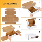 JOWLOT 13x10x2 inch Small Shipping Boxes Set of 25, White Corrugated Cardboard Box Literature Mailer for Mailing Packing Moving and Storage