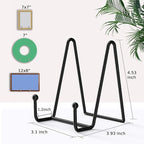 Decolore 4 Pack 4.5 Inch Black Display Stands Metal Plate Holder Display Stands for Picture, Decorative Plate, Book, Photo Easel, Artistic Work