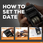 ZIGEL D50 Date Stamp with Phrase - Self Inking Date Stamp - Black (Blue/Red, Shipped)