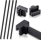 Epakh 4-Piece PVC Black Hanging File Folder Rails with 8 Clips, 1 x 0.75 x 0.75 Inches (Hooks), 15.75 x 0.59 x 0.13 Inches (Rails), Office, Home Use