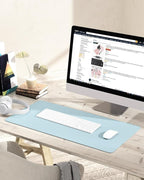 YSAGi Non-Slip Leather Desk Pad, Waterproof Laptop Computer Desk Keyboard Mat, Table Protector Blotter Mat, Large Mouse Pad for Office/Work/Home/Decor(Sky Blue, 31.5" x 15.7")