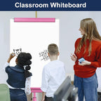 TSJ OFFICE Rolling Whiteboard Standing - 40 x 26 Inches Magnetic Mobile White Board with Stand, Height Adjustable Dry Erase Board on Wheels with Paper Clamp on Top, Violet