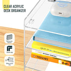 KKU 5 Tier Clear Acrylic Desk Organizer, Letter Tray Paper File Desk Organizer and Accessories For Office Supplies