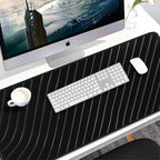 Large Mouse Pad, 31.5x15.7 inch Large Extended Computer Keyboard Mouse Mat, Water Resist Non-Slip Mousepad Rubber Base Long XXL Desk Mouse Pad for Work & Gaming, Office & Home, Grey Lines