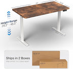 VIVO Electric 43 x 24 in Rustic Standing Desk, Memory Height Adjustment, 1B Series, Holds 220 lbs, One-Piece Vintage Brown Top, White Frame, DESK-KIT-1W4N