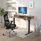 FEZIBO 55 x 24 Inch Whole-Piece Height Adjustable Standing Desk with Double Drawers, Sit Stand Desk, Stand Up Table (Send Two Packages), Rustic Brown Top