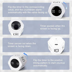 GuDoQi Rotating Pomodoro Timer 1 5 10 30 60 Min Preset, Hexagon ADHD Flip ProductivityTimer Tool Pause, Vibration, Mute, Adjustable Sound Alert for Work, Study, Back to School, Kitchen, White