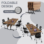 Folding Conference Table 4ft 5ft, Foldable Office Meeting Desk for 6 People, Multiple Sizes Colors Mobile Conference Room Table for Training Room School Business Furniture (4, White Walnut, 71in)