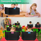 26 Pack Black Desk Dividers with Labels for Students, ROOKEA Waterproof Plastic Study Carrel Dividers, Privacy Classroom Shield Folder Boards Desk for Classroom Teacher Supplies Test Divider