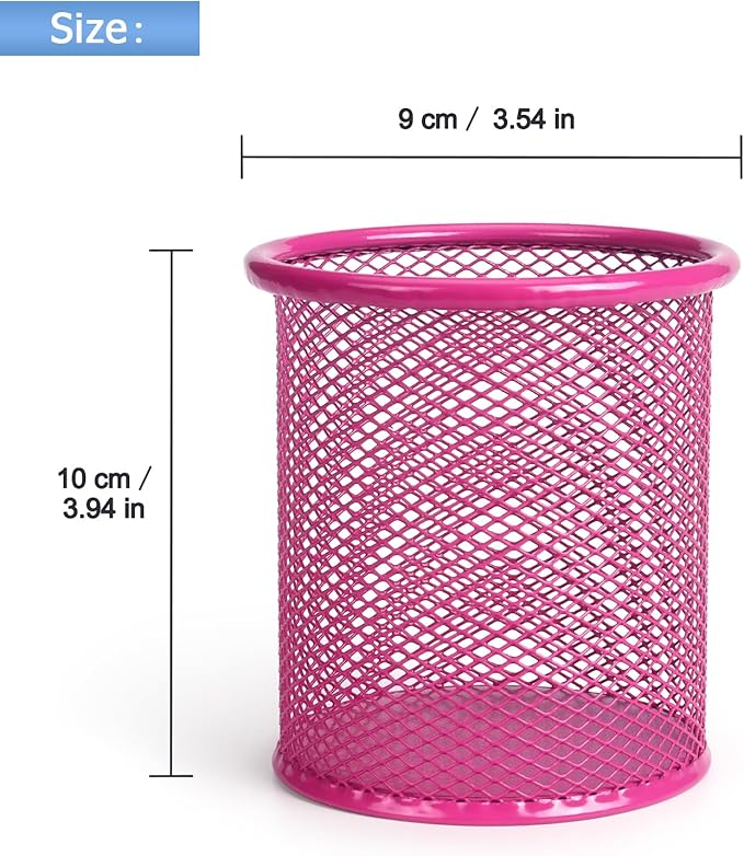 Tamaki Pen Holder Cup for Desk, Wire Mesh Pencil Cup Holder for Desk Office Pen Organizer (Pink)