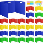 MuseLuxe 24 Pack Privacy Folders for Students - Durable & Waterproof Plastic Study Desk Dividers,Test Dividers for Classroom,Easy to Clean Privacy Shields & Boards -4 Color,Includes Extra 48 Labels