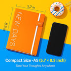CAGIE Leather Notebook Journal for Men, 100 GSM 256 Pages Lined Journals for Writing, A5 Hardcover Journaling Notebooks for Travel Office Daily Writing (ZX-Orange)