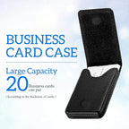 Outus 2 Pieces Business Card Holder, PU Leather Business Card Case Pocket Wallet with Magnetic Shut for Christmas Gift Men Women(Black, Blue,Classic)