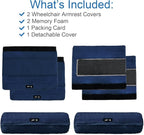 SPRING SEAON Wheelchair Armrest Covers 2 Pack Soft Memory Foam Wheelchair armrest Pads Wicking Washable for Office Transport Chair (Navy Blue)