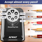 AFMAT Electric Pencil Sharpener Heavy Duty, 6 Holes, Auto Stop Pencil Sharpener, Classroom Electric Sharpener for 6-11mm Colored Pencils, 7000 Sharpenings, Fast Sharpen, Do not Eat up Pencils PSX1