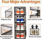 Amllas 12 Pack Shoe Boxes Stackable,Upgraded Sturdy Shoe Storage Boxes with Clear Magnetic Door,Multifunctional Sneaker Storage, Shoe Box Organizer Fit up to US Size 12 Gray(13.8”x 9.84”x 7.1”)