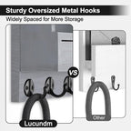 Lucundm Key Holder Wall Mount, Mail Holder with Storage Drawer and 5 Key Hooks for Coat, Dog Leash, Home Decor Rack, House Accessories, Entry Way Organizer (Gray)