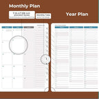 IN-LUXPRO Planner 2026 Daily Weekly and Monthly,8.5"x6.5",12 Months Spiral Bound Calendar Agenda with Self-adhesive Pen Holder,2026 Appointment Book with Vegan Leather Soft Cover,Brown