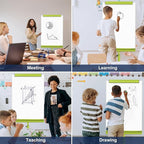 TSJ OFFICE Rolling Whiteboard Standing - 40 x 26 Inches Magnetic Mobile White Board with Stand, Height Adjustable Dry Erase Board on Wheels with Paper Clamp on Top, Green