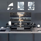 VIVO 48 inch Height Adjustable Large Stand Up Desk Converter, V Series, Quick Sit to Stand Tabletop Dual Monitor Riser Workstation, Black, DESK-V048V