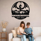 Dyoart Personalized Dragons Metal Signs - Custom Metal Dragon Wall Decor, Metal Name Sign, Black Western Dragons Metal Wall Art, Evil Dragons Signs Gift, Outdoor Metal Wall Art, Letter Wall Decor