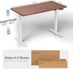 VIVO Electric 55 x 28 in Standing Desk, Memory Height Adjustment, 1B Series, Holds 220 lbs, One-Piece Dark Walnut Top, White Frame, DESK-KIT-1W55D