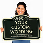 Custom Decorative Outdoor Metal Signs, Aluminum, Customized Driveway Signs, Waterproof, Made In USA, Style 1 Black Charcoal 14x10 In