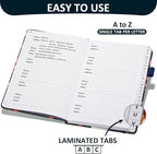 Comkiso Address Book with Individual Alphabetical Tabs Laminated, Large Print Address Book with 468 Wide Lining Entry Spaces, Change of Address Labels, Hardcover Address Book 5.7 x 8.5" - Floral