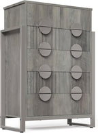 LGHM Fluted Dresser for Bedroom with 6 Drawers, Modern 6 Drawers Dressers with Semicylinder Fluted, Solid Chest of Drawers, 44.5" Tall Dresser with Stable Steel Frame, Metal Handles, Gray