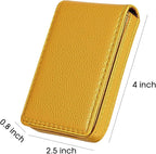 Outus 2 Pieces Business Card Holder, PU Leather Business Card Case Pocket Wallet with Magnetic Shut for Christmas Gift Men Women(Yellow and Pink,Classic)