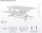VIVO 36 inch Desk Converter, K Series, Height Adjustable Sit to Stand Riser, Dual Monitor and Laptop Workstation with Wide Keyboard Tray, White, DESK-V036KW