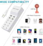 USB Charger, 12-Port Charging Station (4 USB-A Ports and 8 USB-C Ports) Compatible with Multiple Devices for iPhone 15/14/13/12Pro, Tablet PC, Smartphone