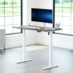 VIVO Electric 55 x 28 in Standing Desk, Memory Height Adjustment, 1B Series, Holds 220 lbs, One-Piece Rustic Vintage Brown Top, White Frame, DESK-KIT-1W55N