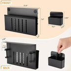 Henitol Desk Side Storage with Pen Holder, No Drill Hanging Desk Organizer Under Desk Storage Mount, Clamp-On Laptop Holder Table Side Tray Desktop Organization for Office and Home (Black)