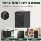 Yukimo 4 Drawer File Cabinet with Lock, Vertical Filing Cabinets for Home Office, Locking File Cabinet Hanging Files for A4/ Legal/Letter, Require Assembly, Black