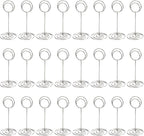 TecUnite 24 Pieces 3.35 Inch Table Number Holder Place Card Photo Holder Picture Name Menu Clips Memo Cards Stand for Wedding Reception Anniversary Birthday Party Centerpieces (Silver)