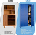SUPEER 6 Doors Metal Locker for Employees with 18 Hooks and Business Card Holder,Metal Locker with Ventilation Holes for School Garage Office Gym Home,Assembly Required,Blue
