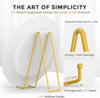 TR-LIFE 14 Inch Gold Metal Plate Stand (2 Pack) - Heavy Duty Display Easel for Large Plates, Frames, Platters and Art