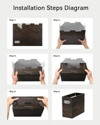 Oterri Cardboard File Organizer Box for Hanging File Folders Letter Size,File Box for Computer Desk,File Cabinet,Working Home,Office,Classroom (Brown Wood Grain Print, Letter Size - 8 Packs)