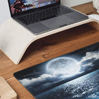 CANFLASHION Gaming Mouse Pad,Large Mouse Pads for Desk,Non-Slip Rubber Base Extended Mousepad,XXL Keyboard Mouse Mat,Computer Keyboard Desk Pad with Stitched Edges,35.4x15.8inch,Full Moon On Sea Night